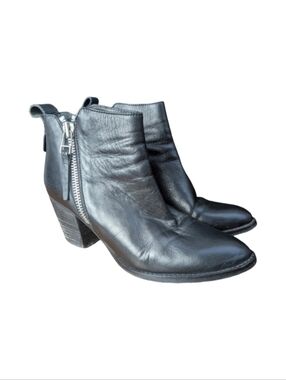 Monk & Lou Leather Zip Ankle Boots |  Western Moto Punk | Size  8.5 EU 39